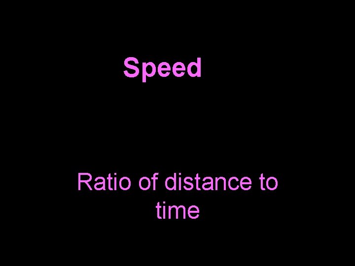 Speed Ratio of distance to time 