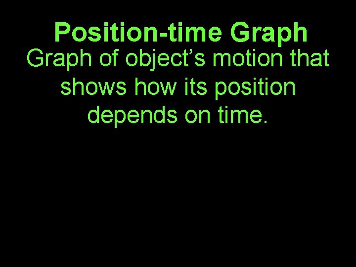 Position-time Graph of object’s motion that shows how its position depends on time. 