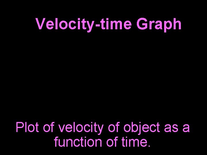 Velocity-time Graph Plot of velocity of object as a function of time. 