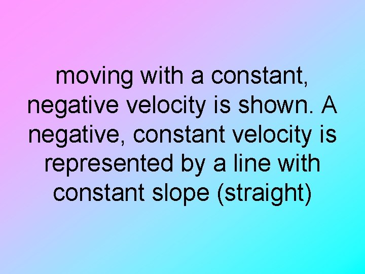 moving with a constant, negative velocity is shown. A negative, constant velocity is represented