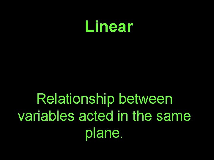 Linear Relationship between variables acted in the same plane. 