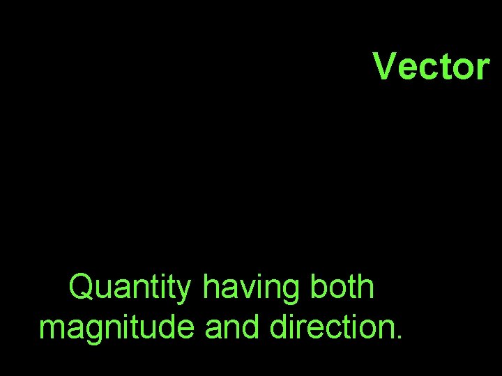 Vector Quantity having both magnitude and direction. 