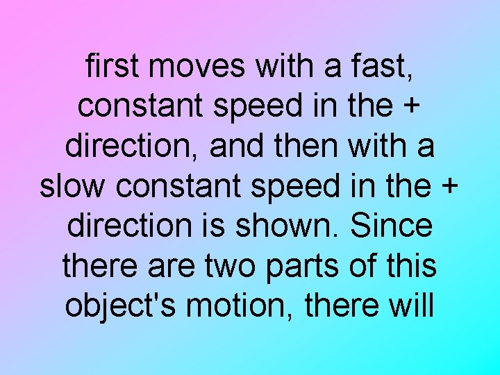 first moves with a fast, constant speed in the + direction, and then with