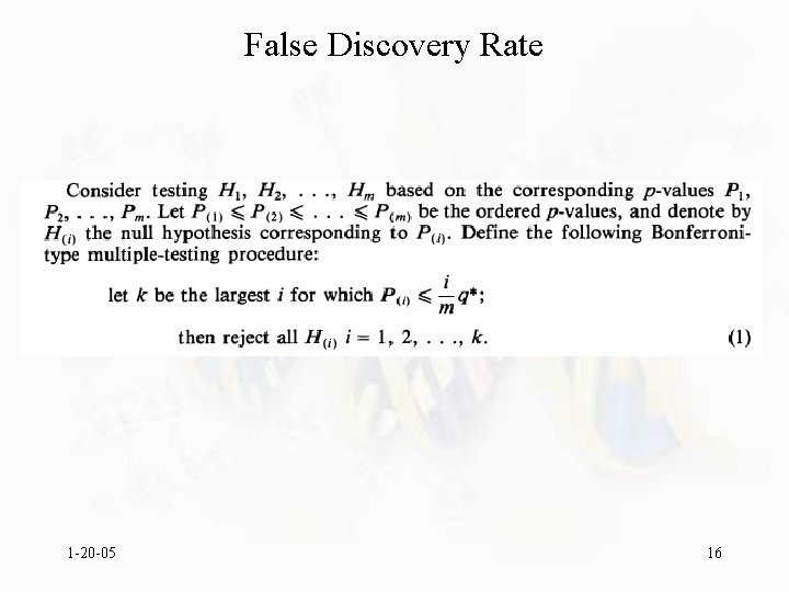 False Discovery Rate 1 -20 -05 16 