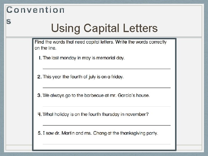 Using Capital Letters 
