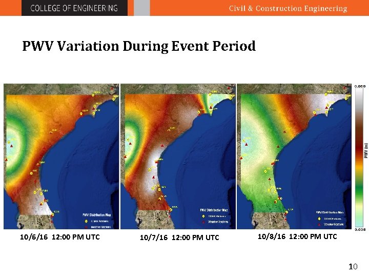 PWV Variation During Event Period 10/6/16 12: 00 PM UTC 10/7/16 12: 00 PM