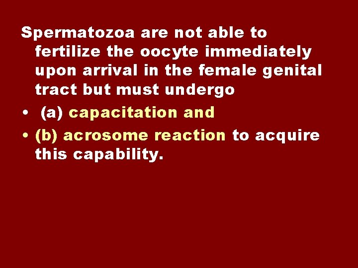 Spermatozoa are not able to fertilize the oocyte immediately upon arrival in the female