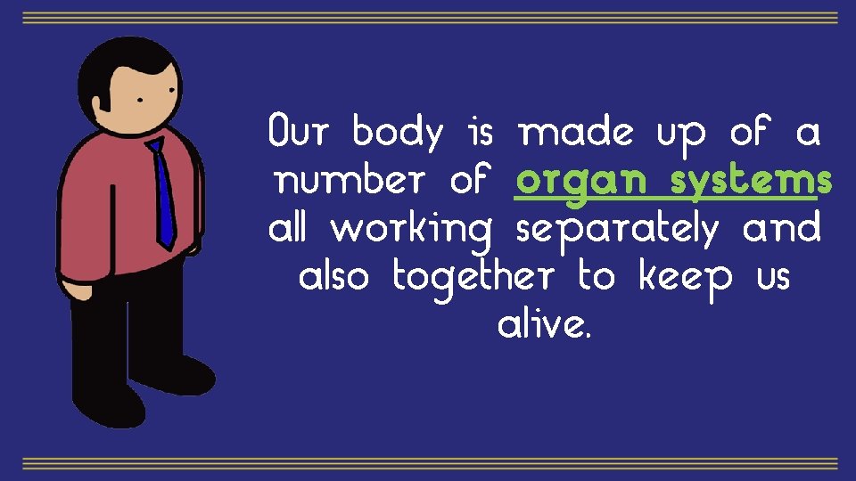 Our body is made up of a number of organ systems all working separately