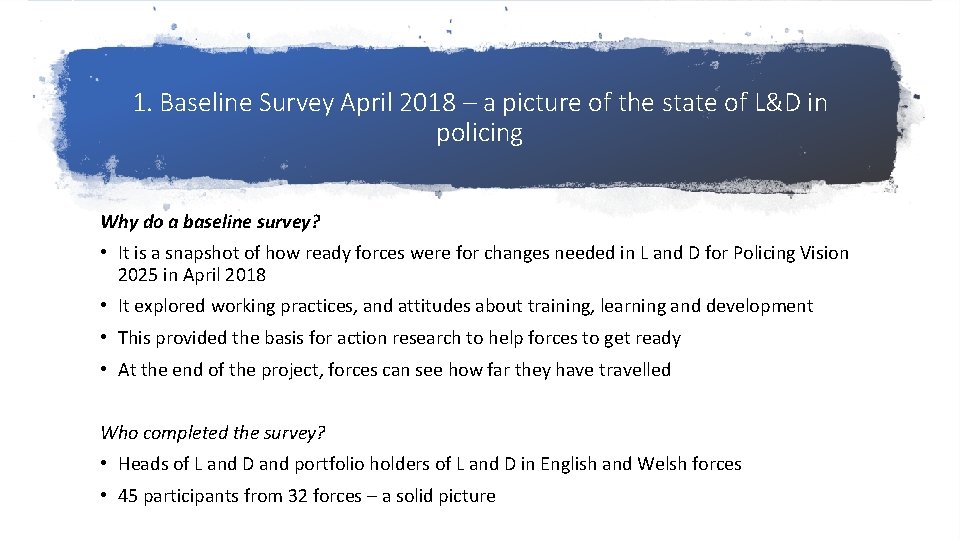 1. Baseline Survey April 2018 – a picture of the state of L&D in