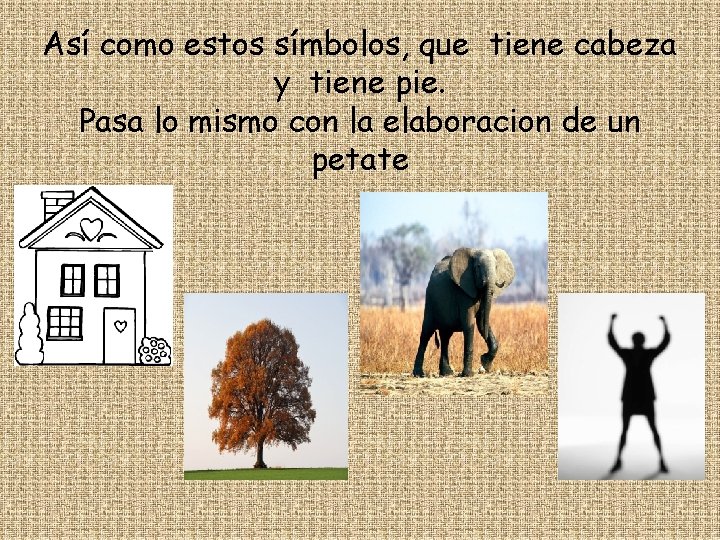 Así como estos símbolos, que tiene cabeza y tiene pie. Pasa lo mismo con