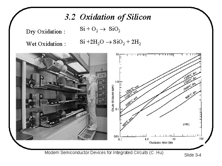 3. 2 Oxidation of Silicon Dry Oxidation : Si + O 2 Si. O