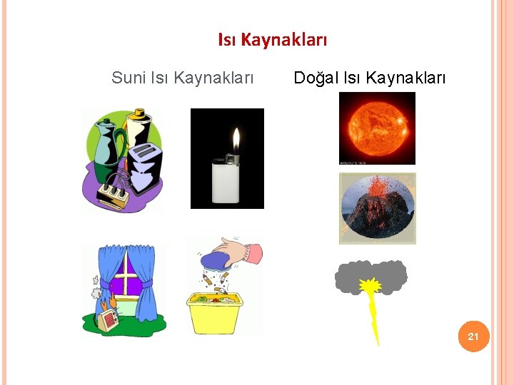 Isı Kaynakları Suni Isı Kaynakları Doğal Isı Kaynakları 21 