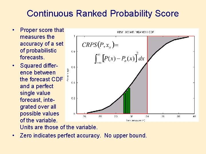 Continuous Ranked Probability Score • Proper score that measures the accuracy of a set