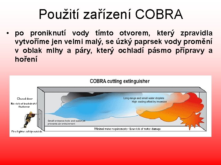 Použití zařízení COBRA • po proniknutí vody tímto otvorem, který zpravidla vytvoříme jen velmi