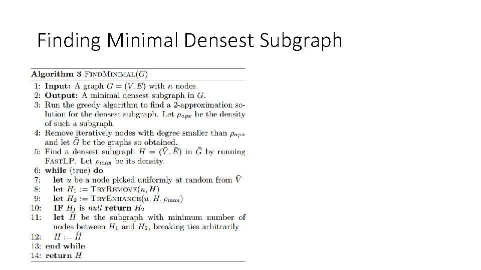 Finding Minimal Densest Subgraph Finding Minimal Densest Subgraph