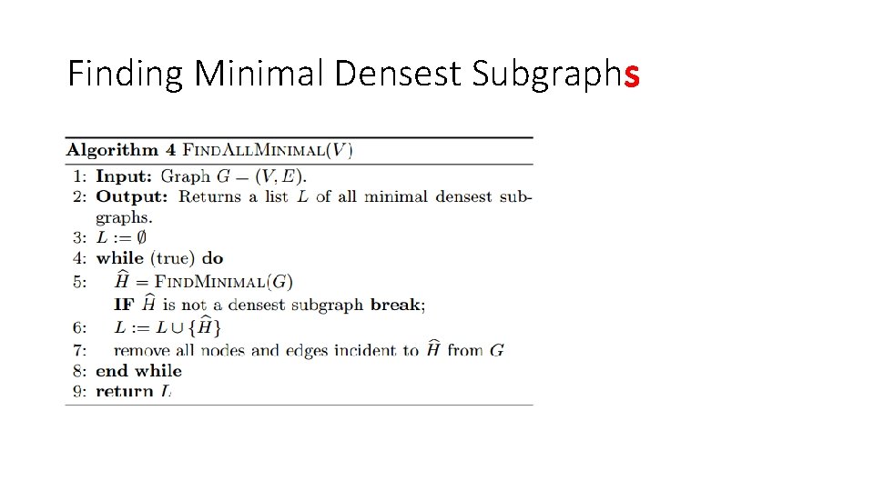 Finding Minimal Densest Subgraphs Finding Minimal Densest Subgraphs