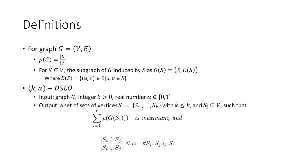 Definitions • Definitions •