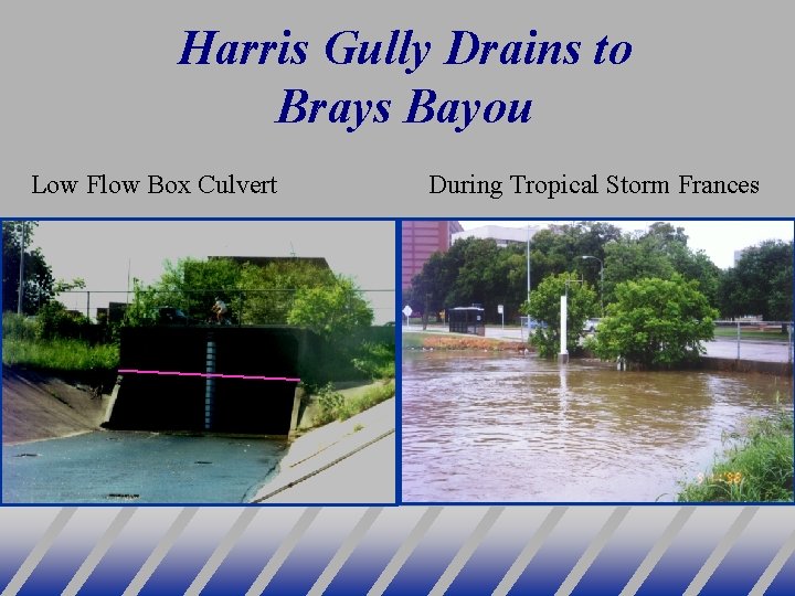 Harris Gully Drains to Brays Bayou Low Flow Box Culvert During Tropical Storm Frances