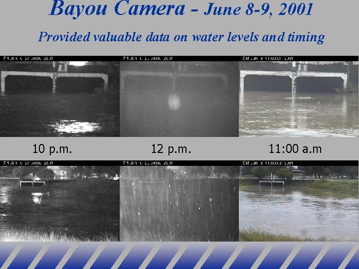 Bayou Camera - June 8 -9, 2001 Provided valuable data on water levels and