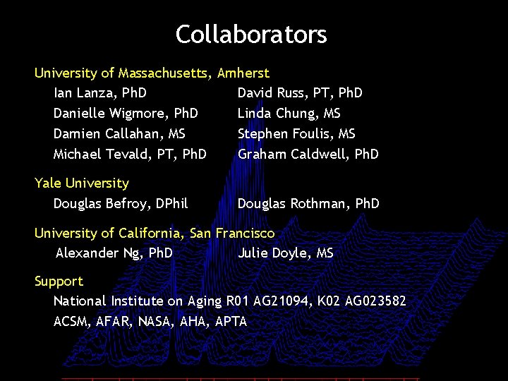 Collaborators University of Massachusetts, Amherst Ian Lanza, Ph. D David Russ, PT, Ph. D
