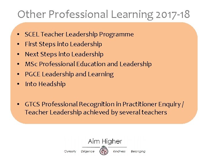 Other Professional Learning 2017 -18 • • • SCEL Teacher Leadership Programme First Steps
