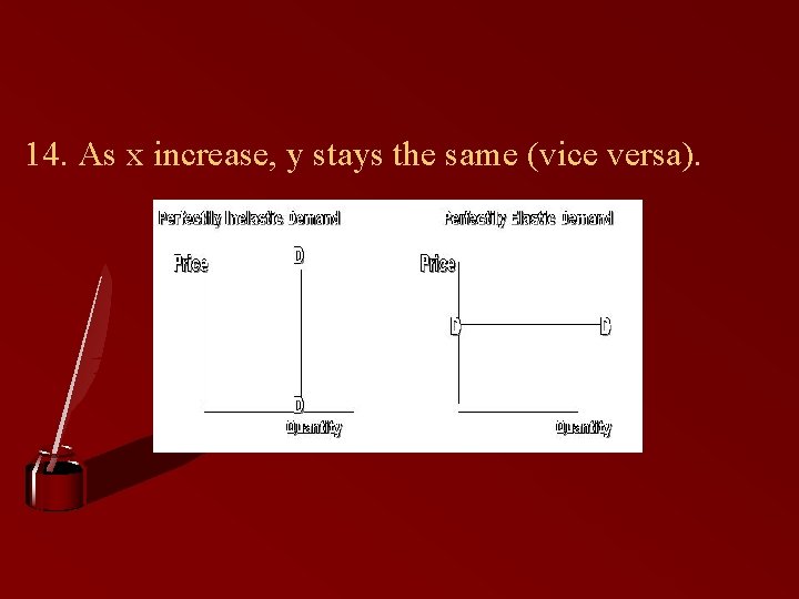 14. As x increase, y stays the same (vice versa). 