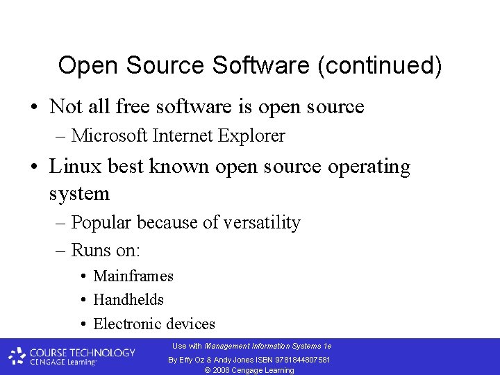 Open Source Software (continued) • Not all free software is open source – Microsoft