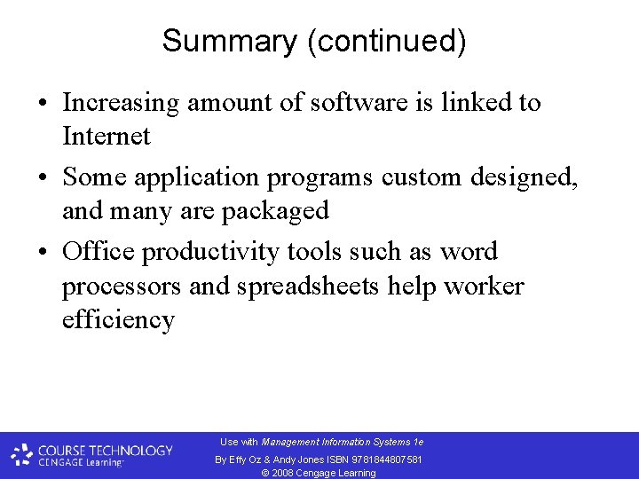 Summary (continued) • Increasing amount of software is linked to Internet • Some application