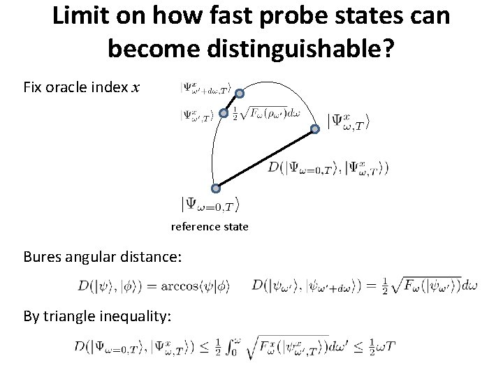 Limit on how fast probe states can become distinguishable? Fix oracle index x reference