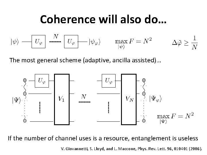 Coherence will also do… The most general scheme (adaptive, ancilla assisted)… If the number