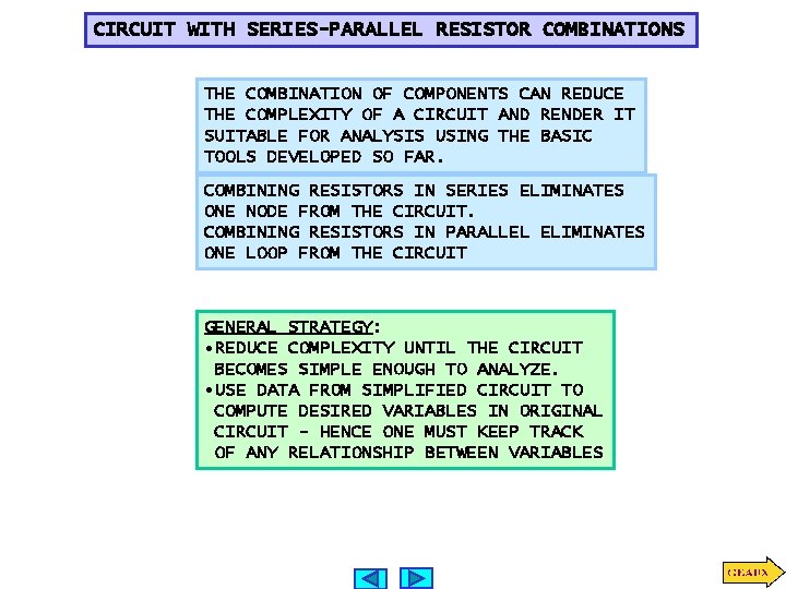 CIRCUIT WITH SERIES-PARALLEL RESISTOR COMBINATIONS THE COMBINATION OF COMPONENTS CAN REDUCE THE COMPLEXITY OF CIRCUIT WITH SERIES-PARALLEL RESISTOR COMBINATIONS THE COMBINATION OF COMPONENTS CAN REDUCE THE COMPLEXITY OF