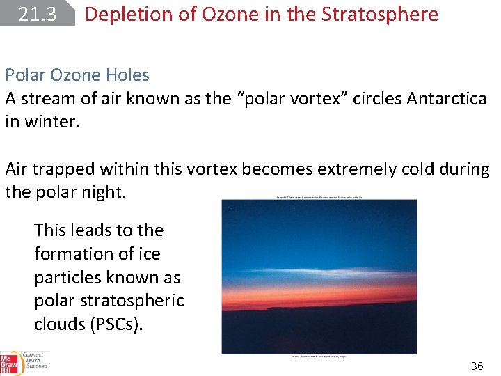 21. 3 Depletion of Ozone in the Stratosphere Polar Ozone Holes A stream of