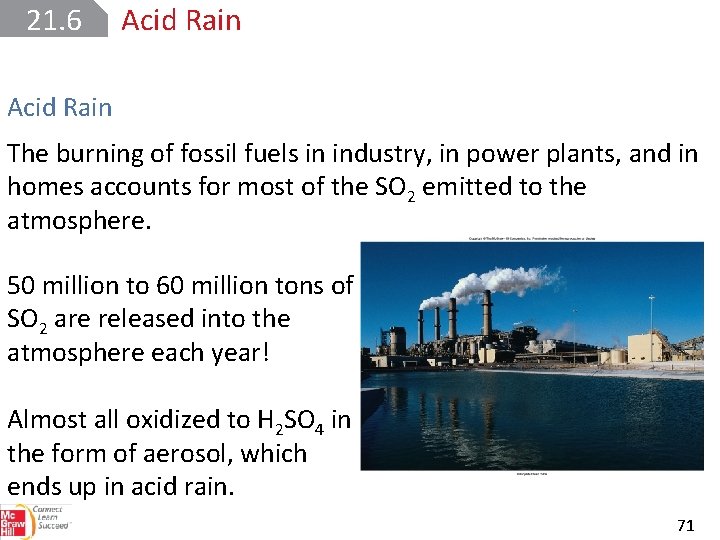 21. 6 Acid Rain The burning of fossil fuels in industry, in power plants,