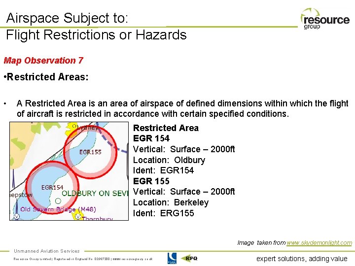 Airspace Subject to: Flight Restrictions or Hazards Map Observation 7 • Restricted Areas: •