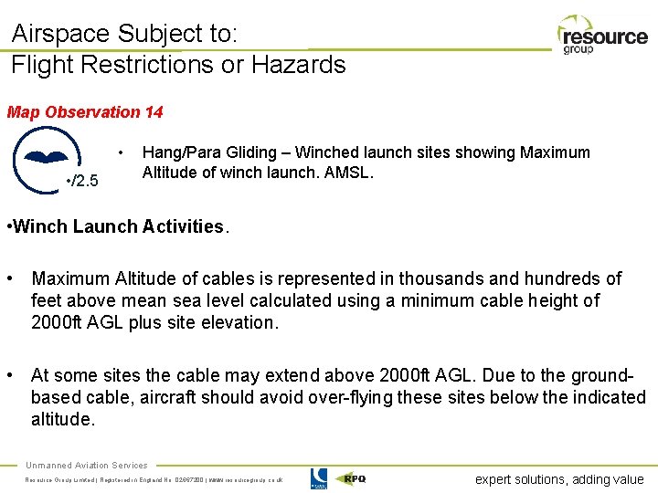 Airspace Subject to: Flight Restrictions or Hazards Map Observation 14 • • /2. 5