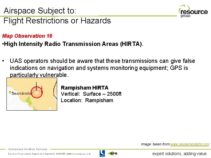 Airspace Subject to: Flight Restrictions or Hazards Map Observation 16 • High Intensity Radio