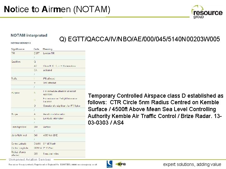 Notice to Airmen (NOTAM) Q) EGTT/QACCA/IV/NBO/AE/000/045/5140 N 00203 W 005 Temporary Controlled Airspace class