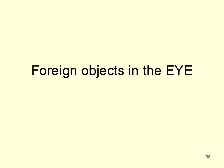 Foreign objects in the EYE 38 