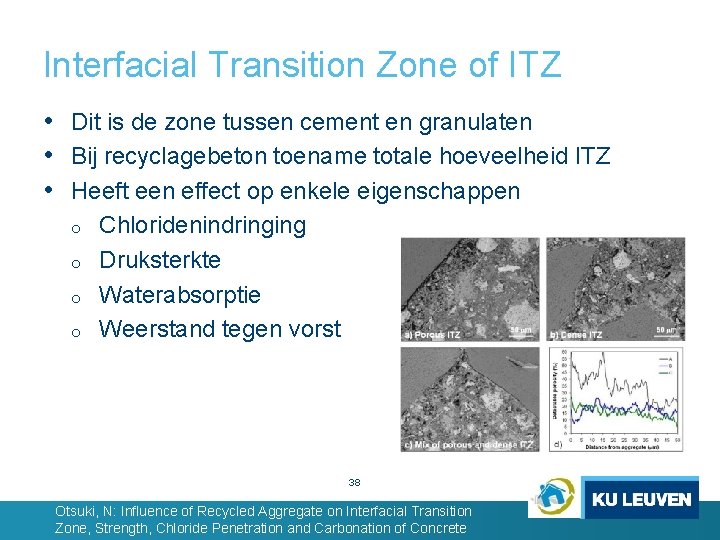 Interfacial Transition Zone of ITZ • Dit is de zone tussen cement en granulaten