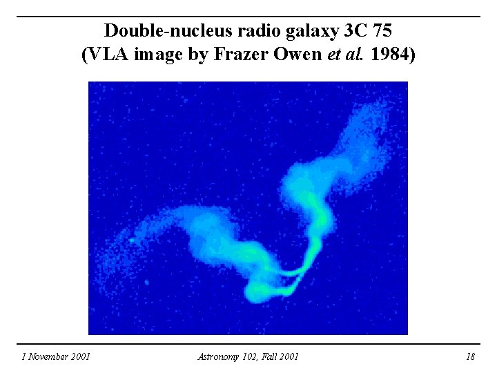 Double-nucleus radio galaxy 3 C 75 (VLA image by Frazer Owen et al. 1984)