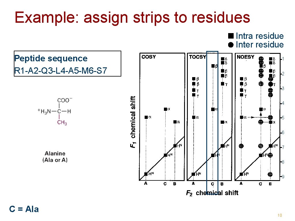 Example: assign strips to residues Intra residue Inter residue Peptide sequence R 1 -A