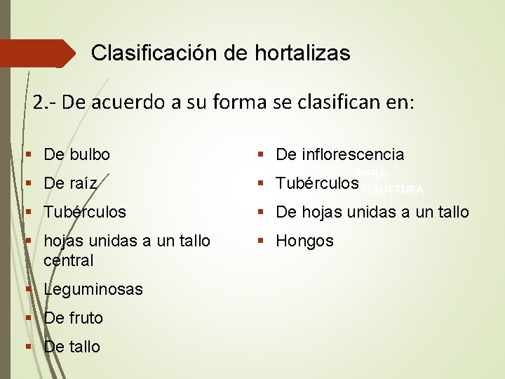 Clasificación de hortalizas 2. - De acuerdo a su forma se clasifican en: § Clasificación de hortalizas 2. - De acuerdo a su forma se clasifican en: §