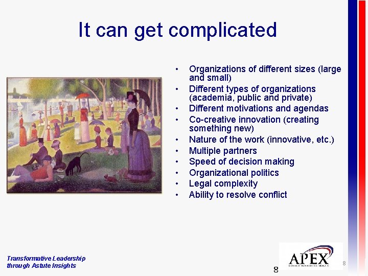 It can get complicated • • • Transformative Leadership through Astute Insights Organizations of
