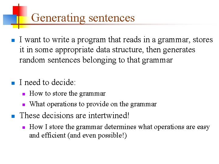 Generating sentences n n I want to write a program that reads in a Generating sentences n n I want to write a program that reads in a