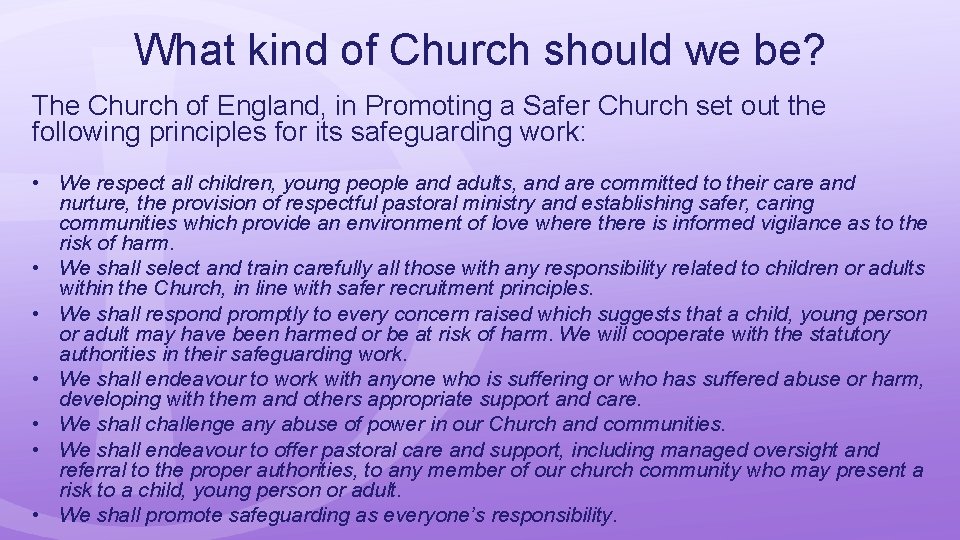 What kind of Church should we be? The Church of England, in Promoting a