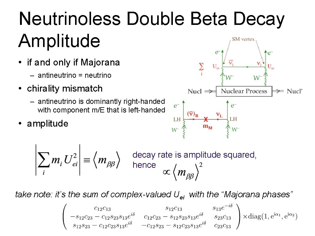 Neutrinoless Double Beta Decay Amplitude • if and only if Majorana – antineutrino =