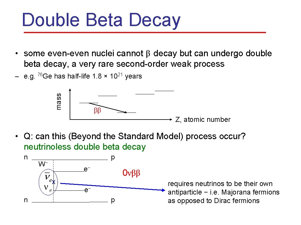 Double Beta Decay • some even-even nuclei cannot β decay but can undergo double