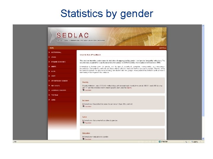 Statistics by gender 