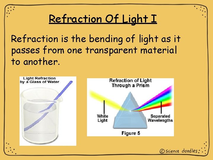 Refraction Of Light I Refraction is the bending of light as it passes from