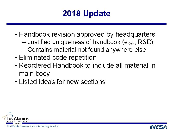 2018 Update • Handbook revision approved by headquarters – Justified uniqueness of handbook (e. 2018 Update • Handbook revision approved by headquarters – Justified uniqueness of handbook (e.